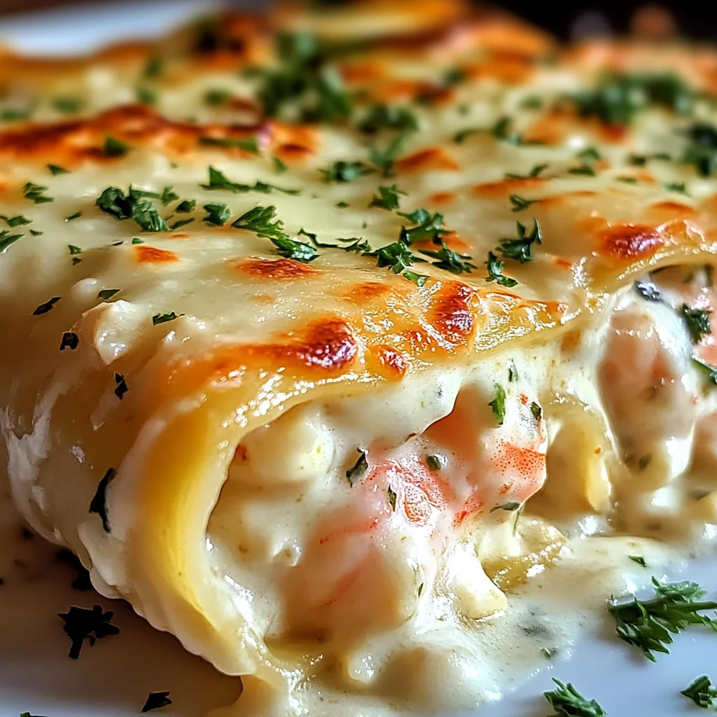 Dive into Decadence: Shrimp & Crab Alfredo Lasagna Roll-Ups You’ll Crave