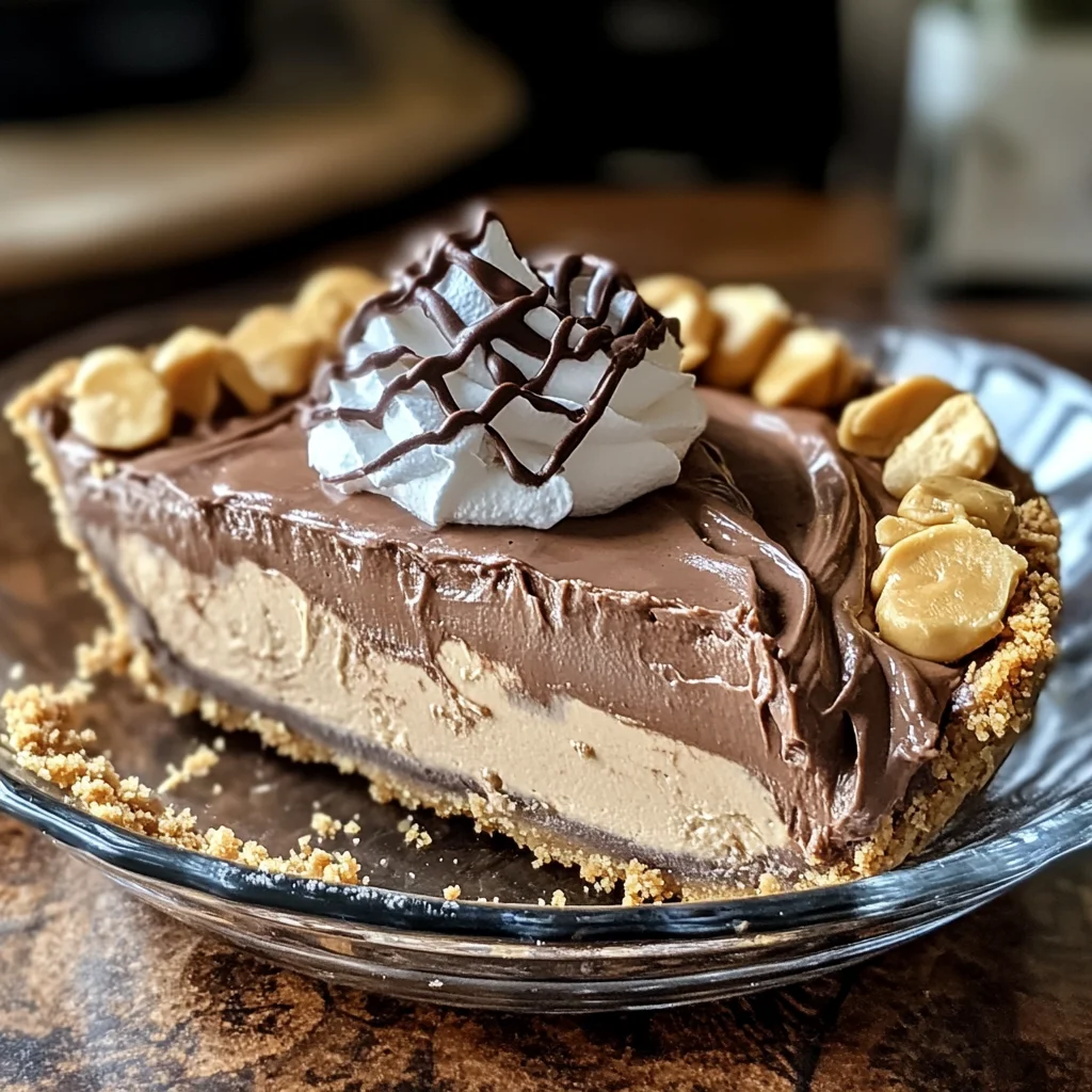 No-Bake Cream Cheese Peanut Butter Pie with Chocolate Whipped Cream