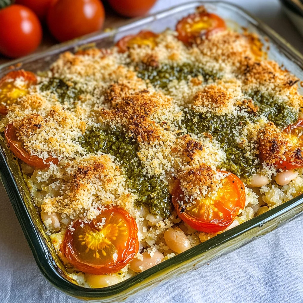 White Bean and Pesto Bake