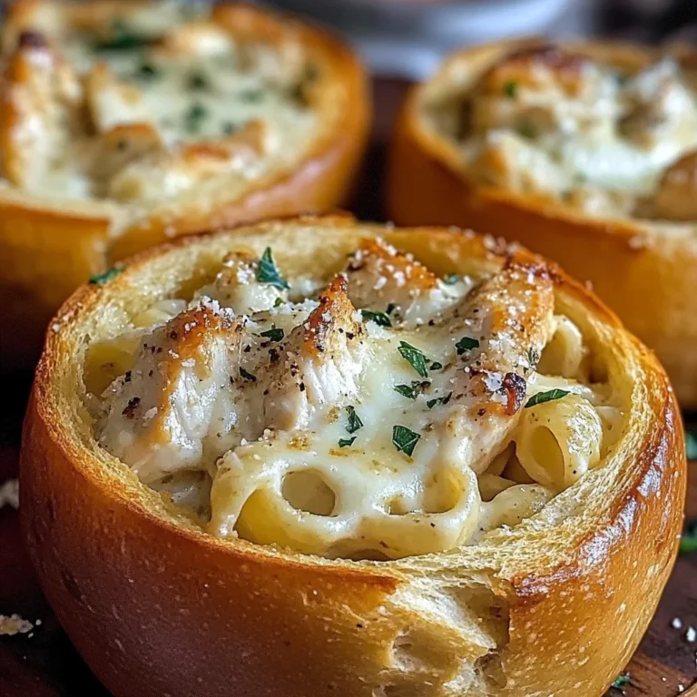 Chicken Alfredo Garlic Bread Bowls