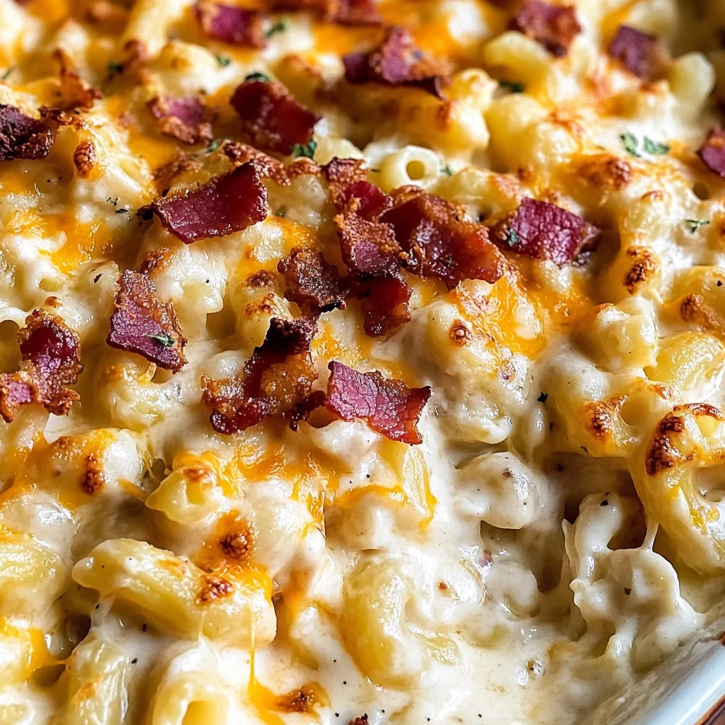 Chicken Turkey Bacon Ranch Mac and Cheese Casserole