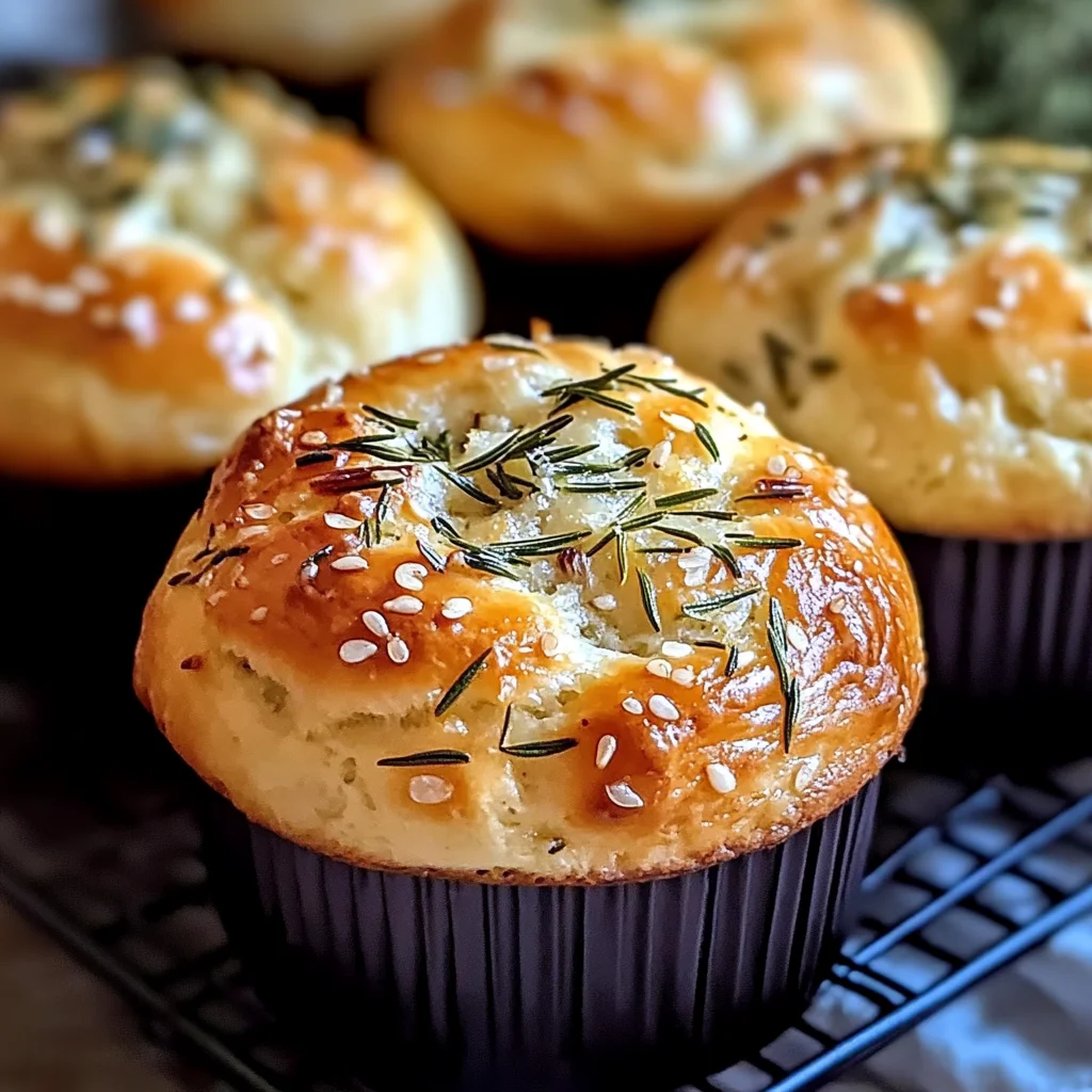 Easy Garlic Rosemary Focaccia Muffins