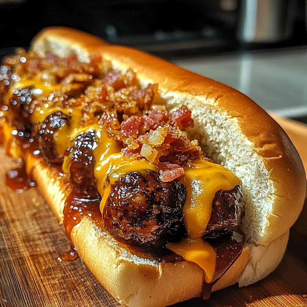 Bourbon BBQ Turkey Bacon Cheeseburger Meatball Subs Ready in 30 Minutes