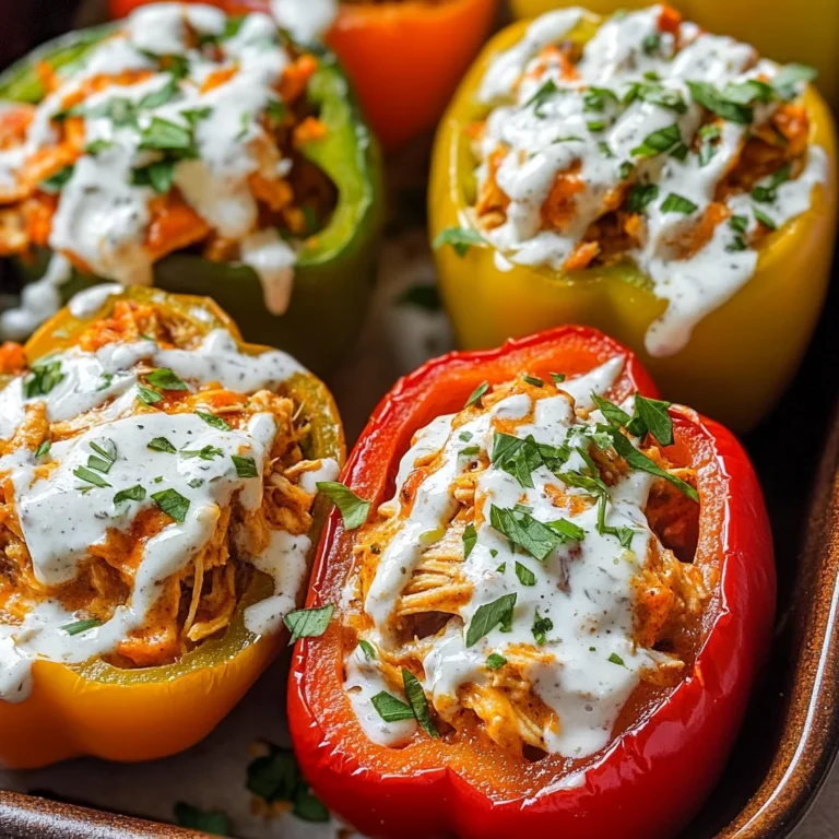 Buffalo Chicken Stuffed Peppers - Dairy Free & Low Carb