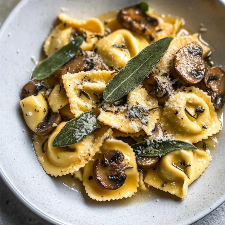 Cheese Tortellini with Butter, Mushrooms, and Crispy Sage