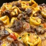 Cheesesteak Tortellini in Creamy Provolone Sauce