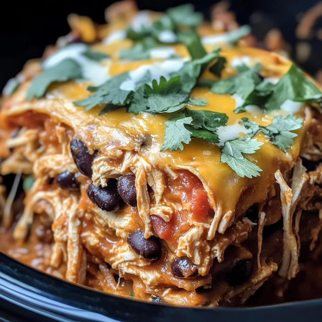 Crockpot Chicken Enchilada Casserole