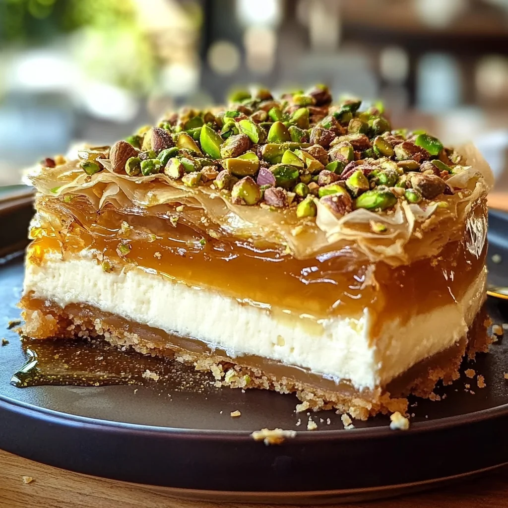 Honey Pistachio Baklava Cheesecake