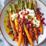 Honey Roasted Rainbow Carrots with Burrata and Pomegranate