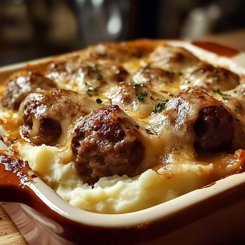 Meatball & Mashed Potato Bake