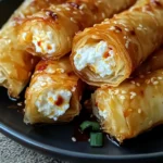 Oven Fried Feta Rolls with Chili Honey