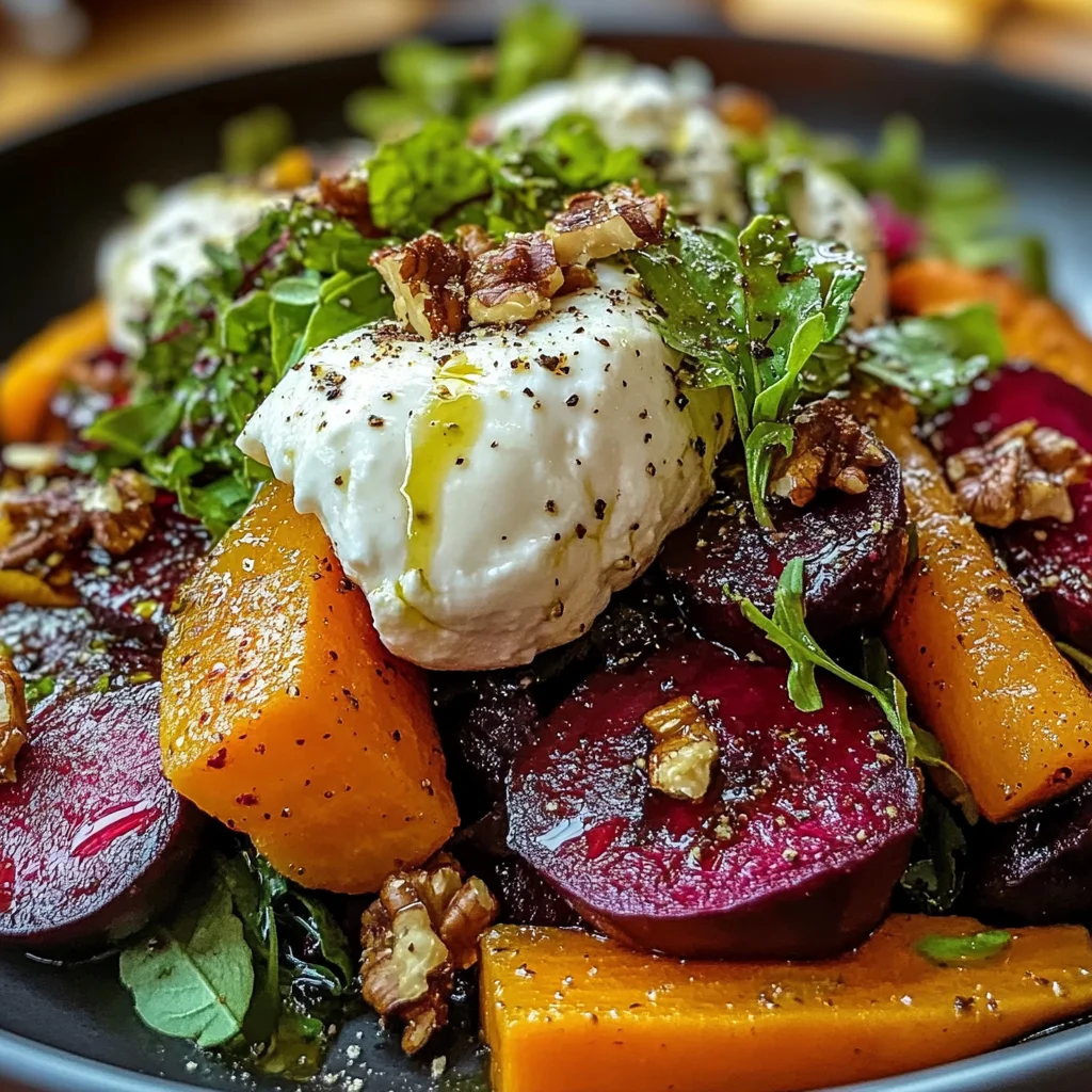Roasted Beets and Carrots Salad with Burrata