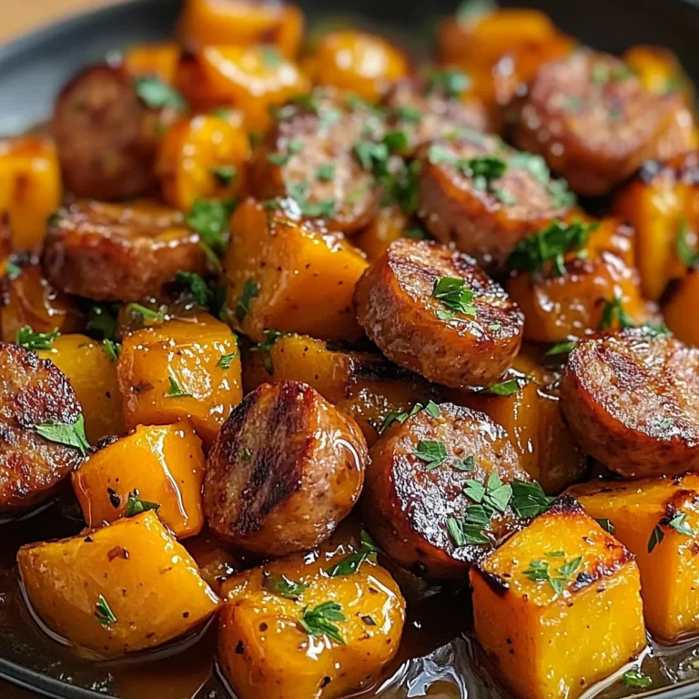 Sausage and Sweet Potatoes with Honey Garlic Sauce