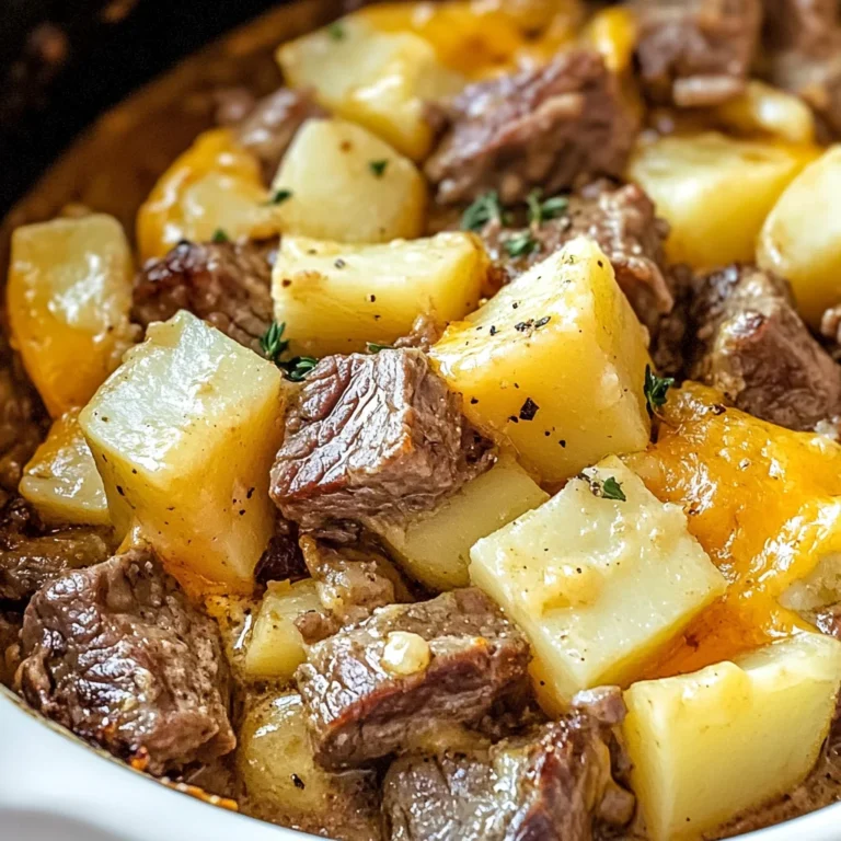 Slow Cooker Steak and Cheddar Potato Casserole
