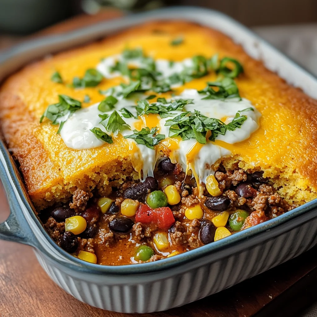 Southwest Beef Cornbread Casserole