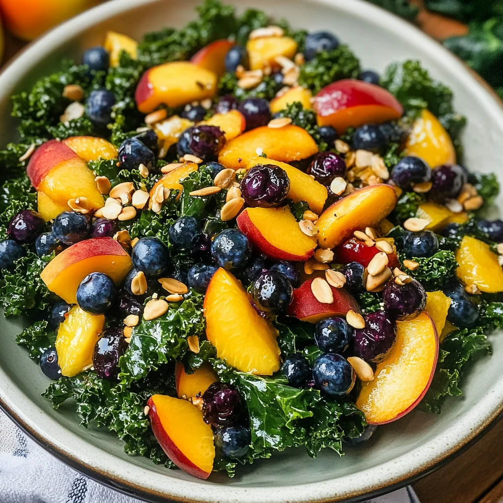 Summer Peach Blueberry Kale Salad
