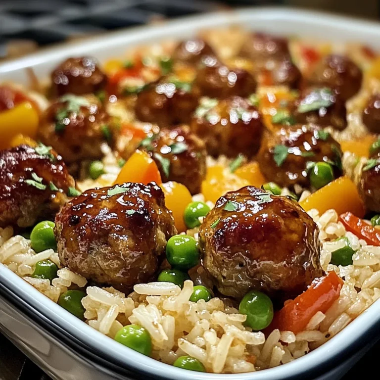 Honey Garlic Meatball & Rice Bake