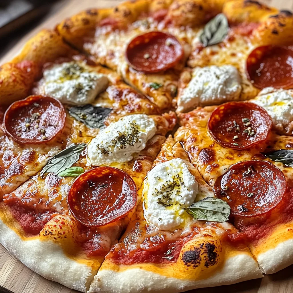 Hot Honey Pepperoni Ricotta Pizza : Sweet and Spicy
