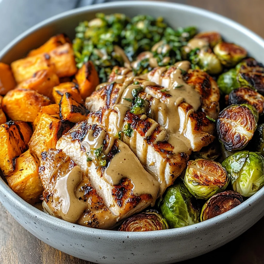 Maple Dijon Chicken & Roasted Sweet Potato Bowls
