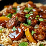 One Pan Sweet And Tangy Bbq Sausage Rice