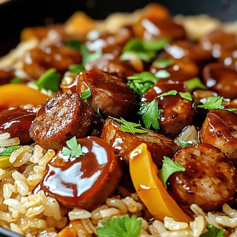 One Pan Sweet And Tangy Bbq Sausage Rice